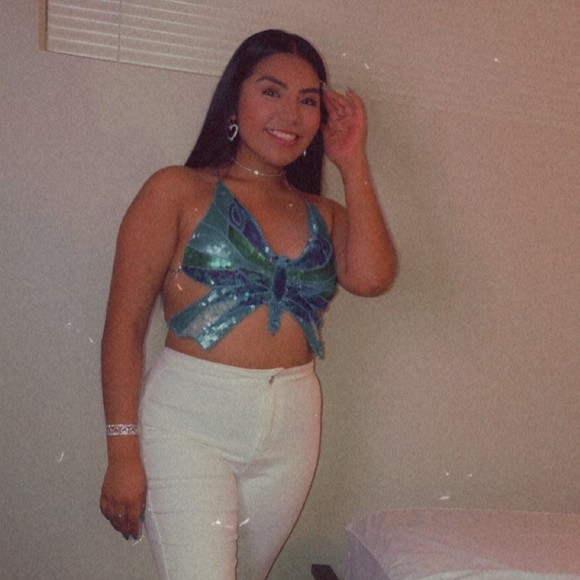 Y2K Butterfly Sequin Top - Picture 2 of 2